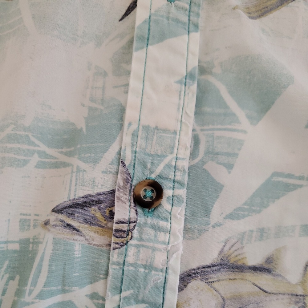 Columbia Shirt River Lodge Green Aqua Mens Large Fishing Short Sleeve Vented - Picture 7 of 13